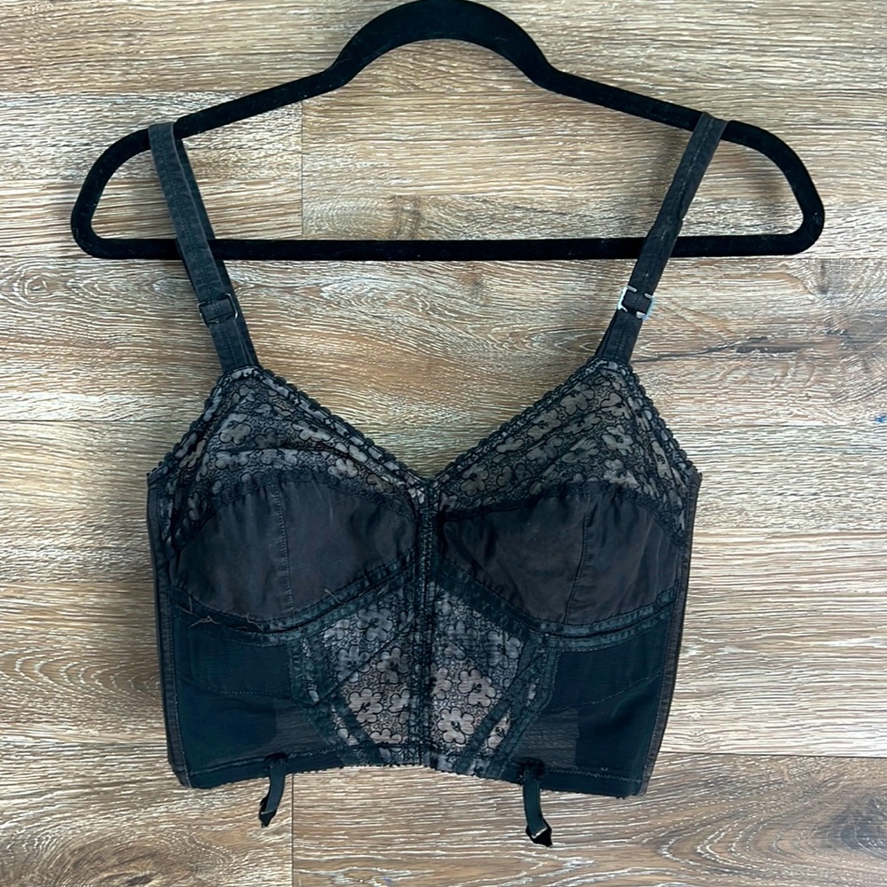 Black floral corset top